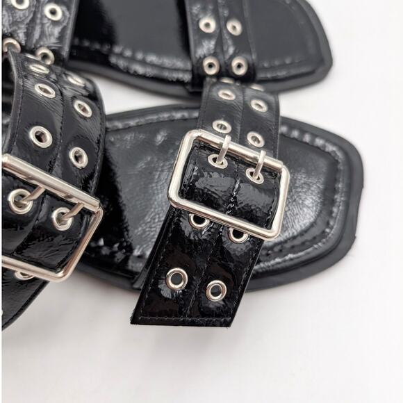 Wild Diva Lounge Belize Buckle Strap Slide Sandal Women's Black Size US10 EU41 - Picture 10 of 11